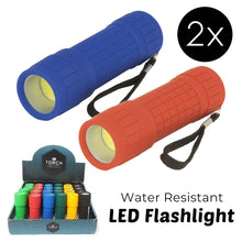 Load image into Gallery viewer, 2x Water Resistant COB LED Rubber Grip Handheld Flashlight - Assorted Colors