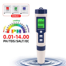 Load image into Gallery viewer, Digital PH Meter TDS EC Salinity Temperature Swimming Pool Water Quality Monitor Tester