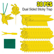Load image into Gallery viewer, 30pcs Dual Sided Strong Sticky Glue Trap Insect Killer Plant Fruit Fly Bugs Catcher