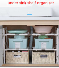 Load image into Gallery viewer, 2 Tier Multifunctional Expandable Under Sink Organizer Storage Rack with Removable Shelves and Steel Pipes