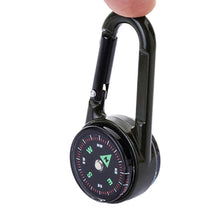 Load image into Gallery viewer, 2x 3in1 Keychain Compass Carabiner Thermometer Hook Camping Hiking Survival Tool