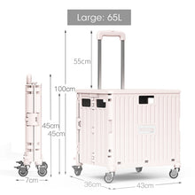 Load image into Gallery viewer, Folding Shopping Cart 65L Large Grocery Foldable Basket Trolley Storage Crate with Cover