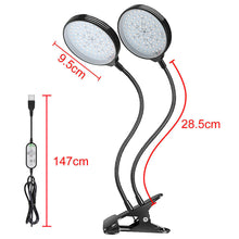 Load image into Gallery viewer, USB 2 Head LED Plant Grow Light Growing Lamp for Greenhouse Veg Flower