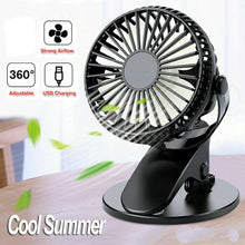 Load image into Gallery viewer, 360° Portable Travel Fan Rechargeable USB Clip On Mini Hand Held Desk Fans