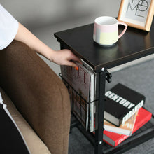 Load image into Gallery viewer, Rolling Height Adjustable Desk Sofa Side Table with Storage Small Laptop Table Black