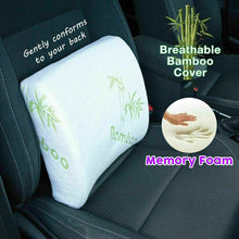 Load image into Gallery viewer, Bamboo Memory Foam Back Support Cushion Pillow Car Seat Chair  w/ Stretch Strap