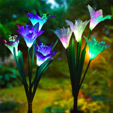 Load image into Gallery viewer, LED Solar Light Outdoor 4 Head Lily Garden Flower Waterproof Decorative Lamp