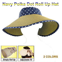 Load image into Gallery viewer, Polka Dot Women Roll Up Hat Wide Brim Floppy Sun Visor Hats Open Top Summer