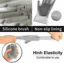 Load image into Gallery viewer, 1 Pair Bristled Silicone Gloves Dishwashing Glove Scrubber Cleaning Kitchen Tool