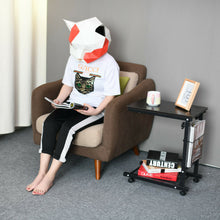 Load image into Gallery viewer, Rolling Height Adjustable Desk Sofa Side Table with Storage Small Laptop Table Black