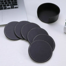 Load image into Gallery viewer, Round 6 PCS PU Leather Heat Insulation Cup Mat Holder with Coaster Set