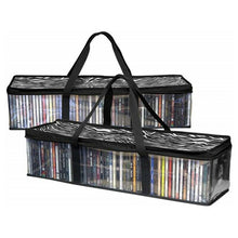 Load image into Gallery viewer, Large Clear CD Book Storage Holder Easy Zip Closure Carry Bag Organizer