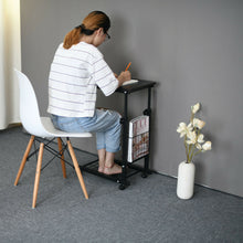 Load image into Gallery viewer, Rolling Height Adjustable Desk Sofa Side Table with Storage Small Laptop Table Black