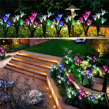 Load image into Gallery viewer, LED Solar Light Outdoor 4 Head Lily Garden Flower Waterproof Decorative Lamp