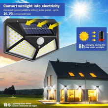 Load image into Gallery viewer, 4-Pack 100 LED Solar Powered Motion Sensor Light Outdoor Security Lamp Garden Waterproof