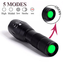 Load image into Gallery viewer, 2X Ultra Bright Tactical 5Mode Zoom Flashlight LED Hunting Focus Torch