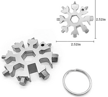 Load image into Gallery viewer, 18 in 1 Stainless Multi-Tool Snowflake Wrench Screwdriver Bottle Opener Keychain