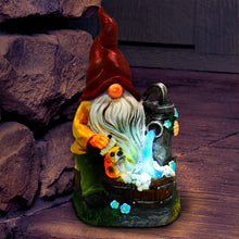 Load image into Gallery viewer, Solar Powered Gnome Water Fountain Light Outdoor Garden Decor - LED Lights Up at Night
