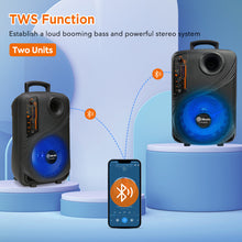 Load image into Gallery viewer, 2000W Portable 8“ Bluetooth Wireless Speaker Party Outdoor Stereo Subwoofer Heavy Bass with Karaoke Mic
