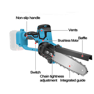 Cordless 8'' Electric Wood Cutting Saw Chainsaw 2x Battery & Charger Fit For Makita 18V