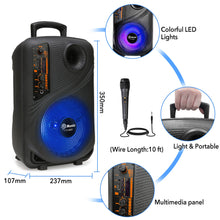Load image into Gallery viewer, 2000W Portable 8“ Bluetooth Wireless Speaker Party Outdoor Stereo Subwoofer Heavy Bass with Karaoke Mic
