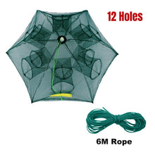 Load image into Gallery viewer, 12 Holes Magic Fishing Trap Full Automatic Folding Shrimp Cast Cage Crab Fish Net
