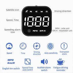 Universal Digital GPS Speedometer Car HUD Head Up Display MPH/KM Overspeed Alarm