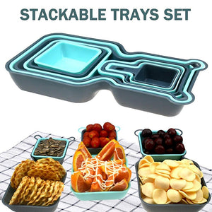 10pcs Trays Set Stackable Storage Tray Organizer Container Nesting Display Plate for Salad Snack Fruit