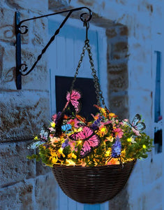 Decorative Floral & Butterflies Hanging Basket with LED Fairy Lights