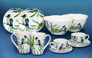 10-Piece Australian Kookaburra Watercolor Dinnerware Crockery Set Elegant Tableware