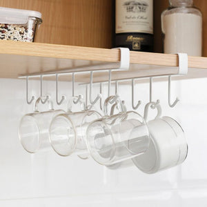 2 Pack Under Cabinet Hook Rack Set | Space-Saving Kitchen Organizer