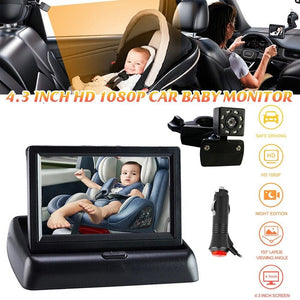 LED Car Seat HD Camera Baby Monitor w/ 4.3 inch Folding Display Screen and Night Vision