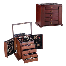 Load image into Gallery viewer, Extra Large Wooden Jewellery Box Necklace Ring Storage Cabinet Display Organiser
