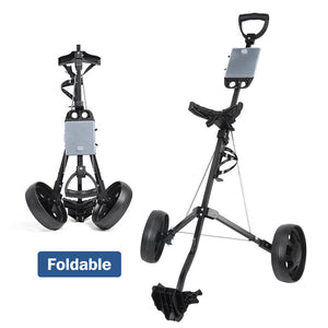 Foldable Golf Buggy Trolley Cart Push Pull 2 Wheels Aluminum Cart