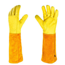 Load image into Gallery viewer, 1/2 Pairs Cowhide Gardening Leather Gloves Rose Pruning Thorn Cactus Cut Proof Long Sleeve
