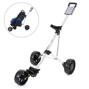 Foldable Golf Buggy Trolley Cart 3 Wheels Aluminum Push Pull Golf Cart with Footbrake