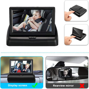 LED Car Seat HD Camera Baby Monitor w/ 4.3 inch Folding Display Screen and Night Vision