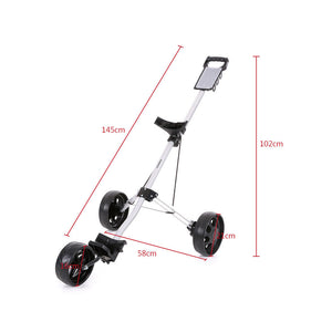 Foldable Golf Buggy Trolley Cart 3 Wheels Aluminum Push Pull Golf Cart with Footbrake