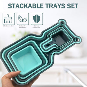 10pcs Trays Set Stackable Storage Tray Organizer Container Nesting Display Plate for Salad Snack Fruit