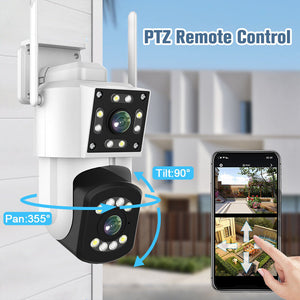 Outdoor HD Dual Lens Wireless Home Security WiFi CCTV IP Camera System PTZ Cam