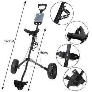 Foldable Golf Buggy Trolley Cart Push Pull 2 Wheels Aluminum Cart