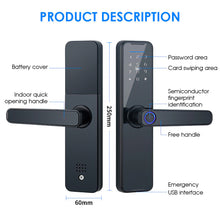 Load image into Gallery viewer, Electronic Digital Smart Door Lock Fingerprint APP Password Key Security Lock
