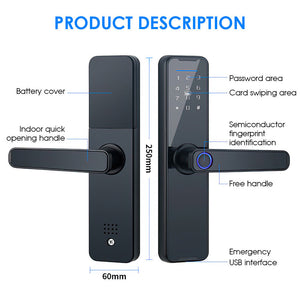 Electronic Digital Smart Door Lock Fingerprint APP Password Key Security Lock