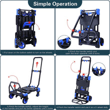 Load image into Gallery viewer, 2-in-1 Folding Convertible Hand Truck Dolly, 330LB Capacity Cart with Retractable Handle and 4 Wheels
