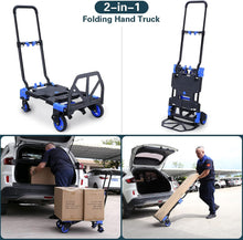 Load image into Gallery viewer, 2-in-1 Folding Convertible Hand Truck Dolly, 330LB Capacity Cart with Retractable Handle and 4 Wheels
