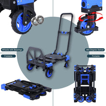 Load image into Gallery viewer, 2-in-1 Folding Convertible Hand Truck Dolly, 330LB Capacity Cart with Retractable Handle and 4 Wheels
