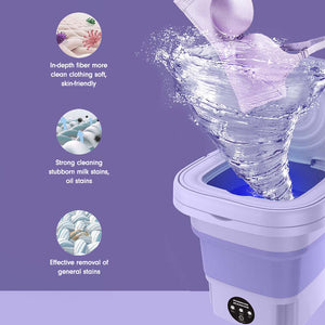 Portable Washing Machine With Dryer Bucket Folding Antibacterial Laundry Camping