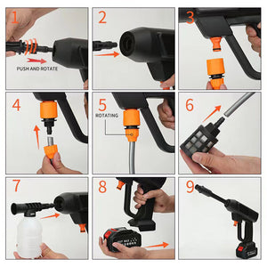 Cordless Electric High Pressure Water Spray Gun Car Washer Cleaner With 2 Battery