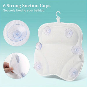 Ergonomic Bathtub Pillow Spa Cushion For Head Neck Back Support Slip 4D Air Mesh Soft Tub For Headrest