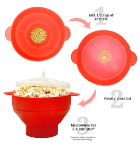 Collapsible Silicone Microwave Popcorn Maker - Quick, Easy & Space-Saving